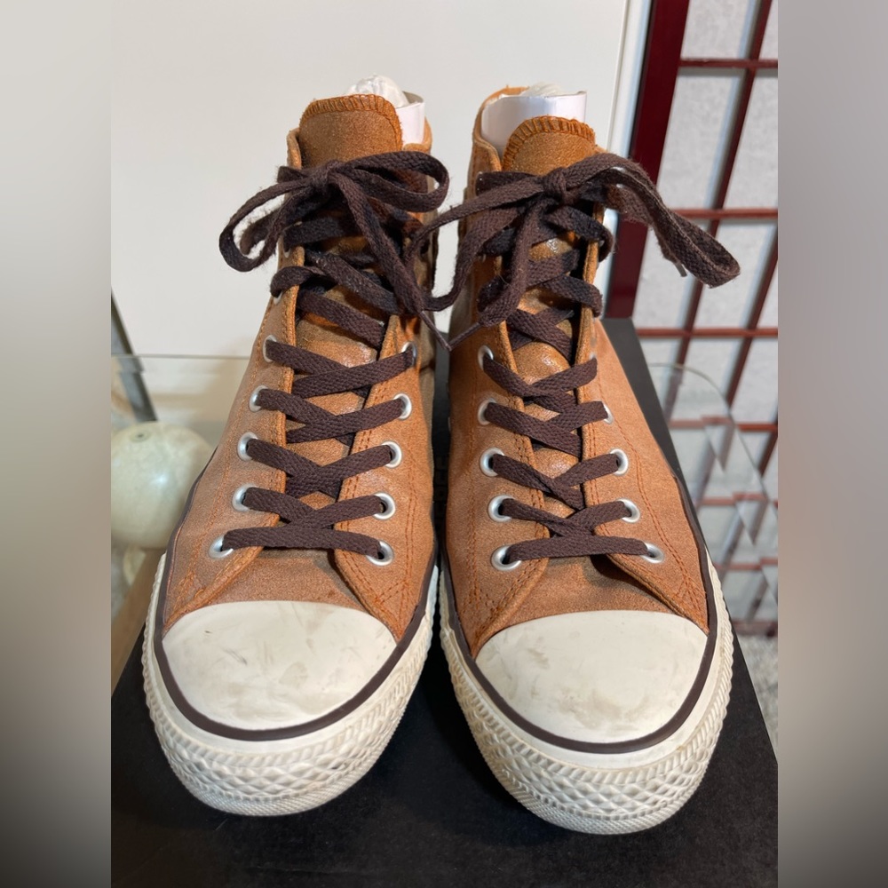 Camel color hi top leather converse size 10